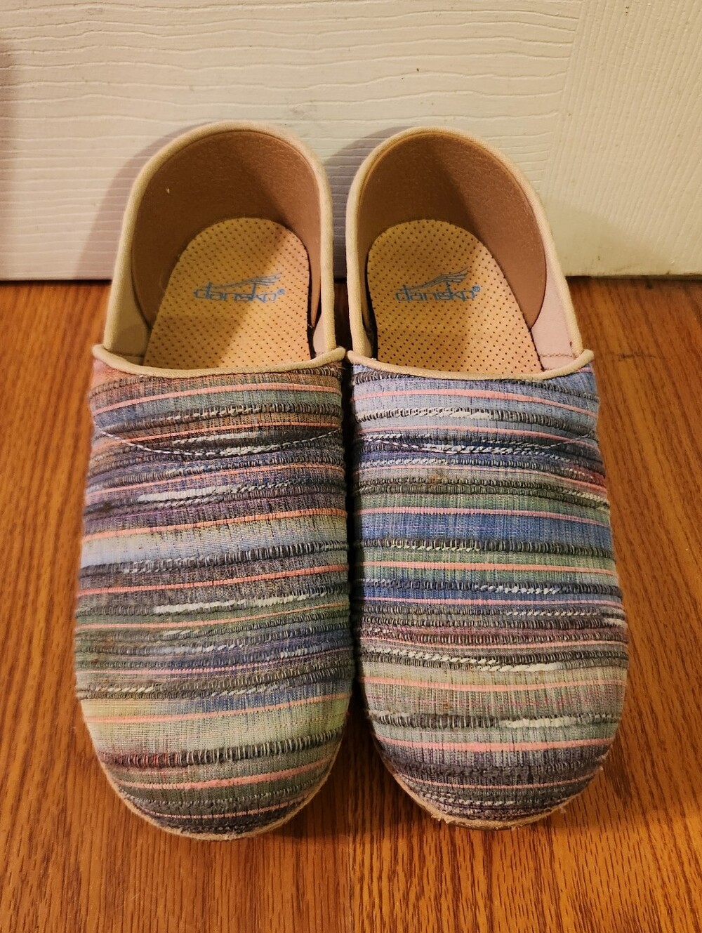 Dansko Clogs Shoe Comfort Pastel Stripe Slip On 38